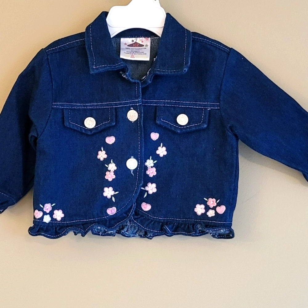 Vintage embroidered dark denim jacket